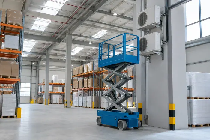 Unitate exterioara: hala industriala cu nacela si unitati de climatizare