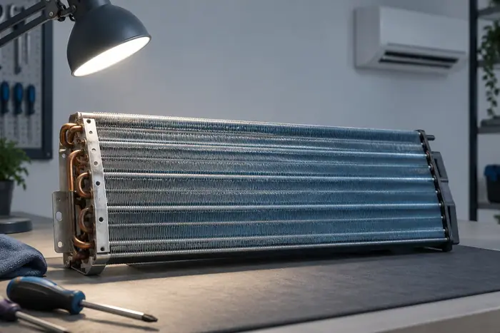 Climatizare in spatii: acelasi esantion de aripioare luminat lateral