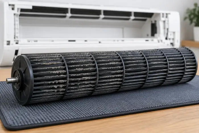 Curatare sub husa: depuneri pe rotorul ventilatorului interior