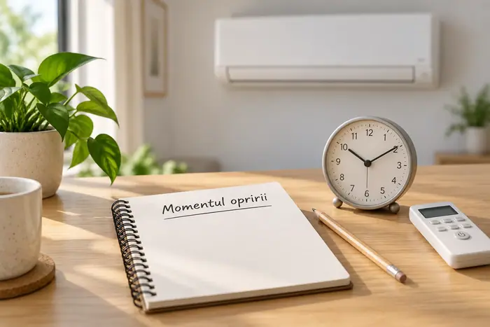 Climatizare in spatii: momentul opririi notat in descriere