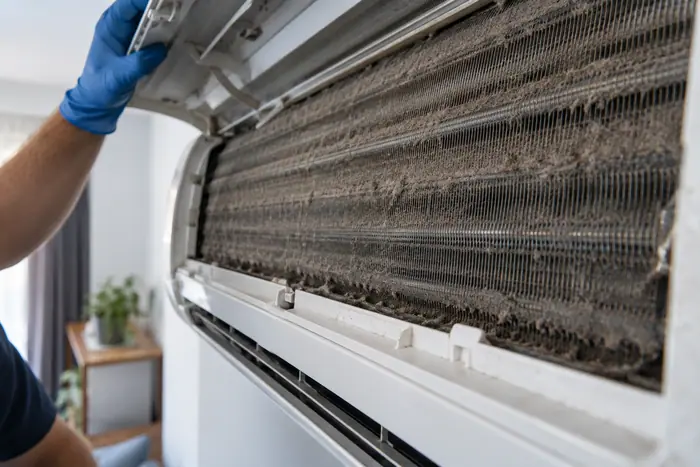 Curatare sub husa: detaliu evaporator jet murdar turbina