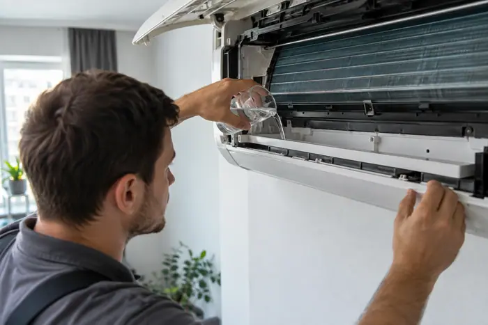 Filtre si schimbator: lamelele evaporatorului inspectate inainte de curatare