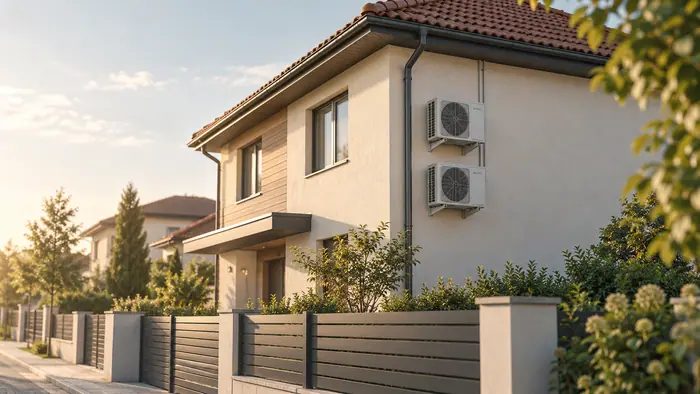 Unitate exterioara: casa cu doua unitati exterioare de aer conditionat