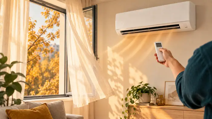 Climatizare in spatii: aer conditionat pe incalzire intr-o zi de toamna