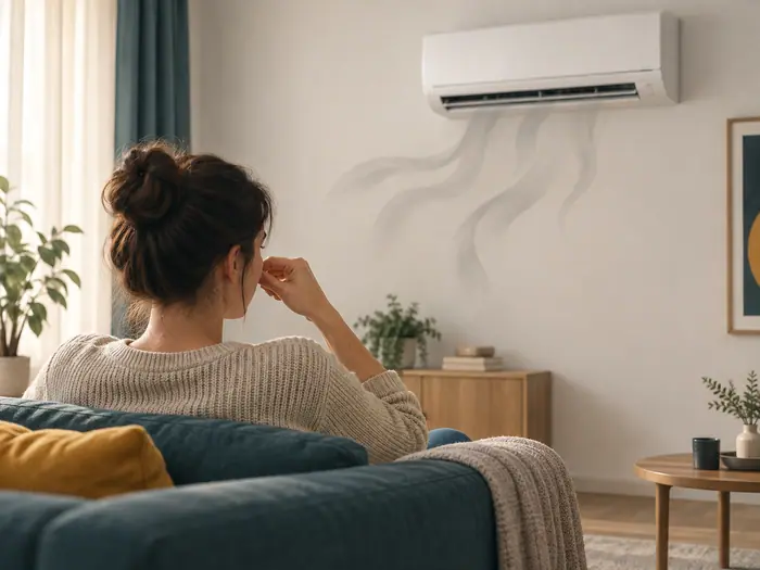 Climatizare in spatii: fire subtiri de aer iesind din aparat