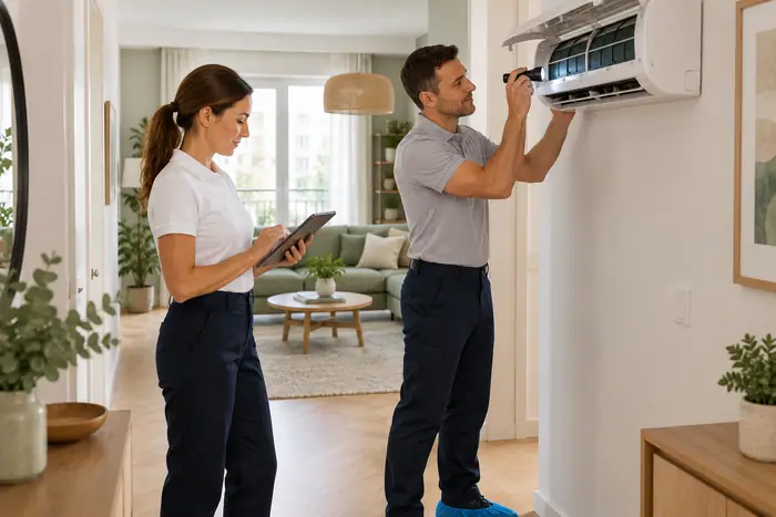 Revizie pe contract: inspectie AC intr-un apartament luminos