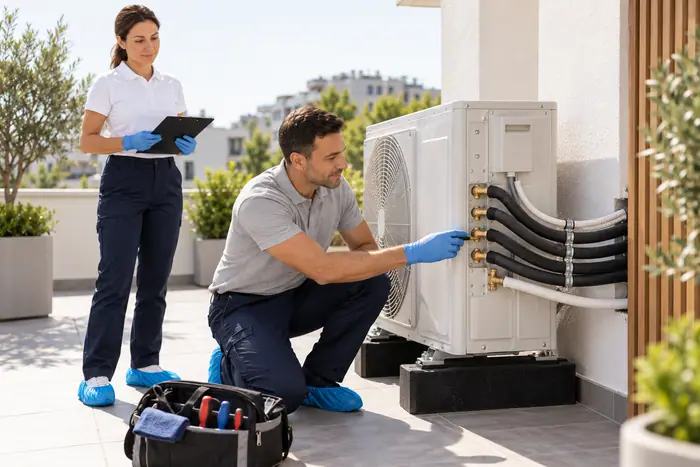 Revizie pe contract: inspectia unitatii exterioare multisplit