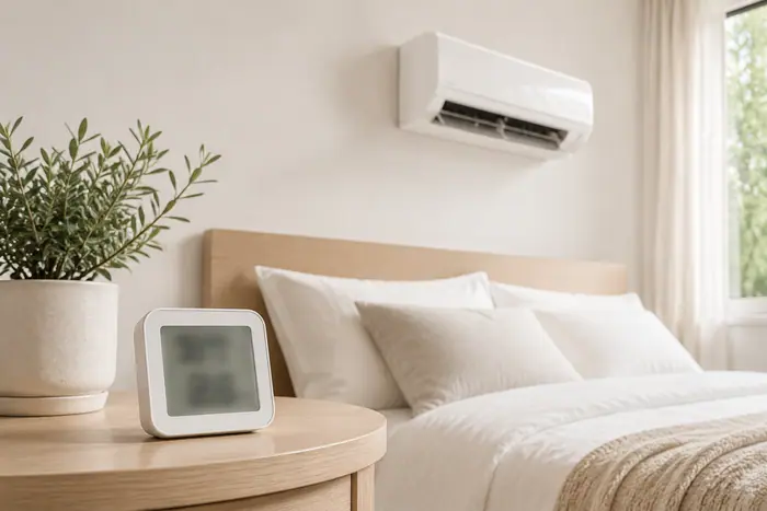 Revizie pe contract: dormitor elegant cu termohigrometru neclar