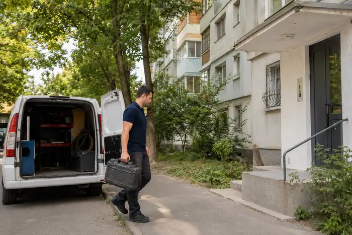 Interventie la firma: tehnicianul ajunge la un bloc din Titan