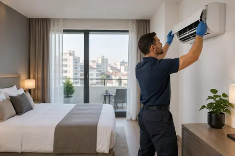 Curatarea aparatelor de aer conditionat in camere de hotel