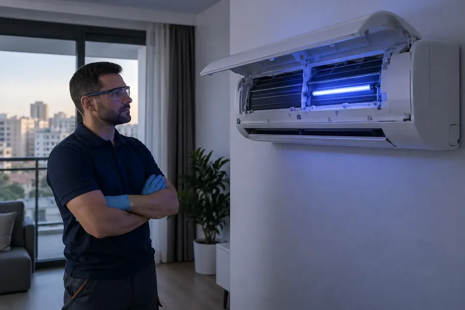 Dezinfectie cu lampa UV in interiorul unitatii