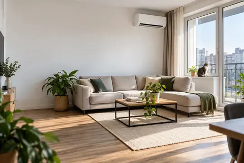 Living luminos cu aparat de aer conditionat curat