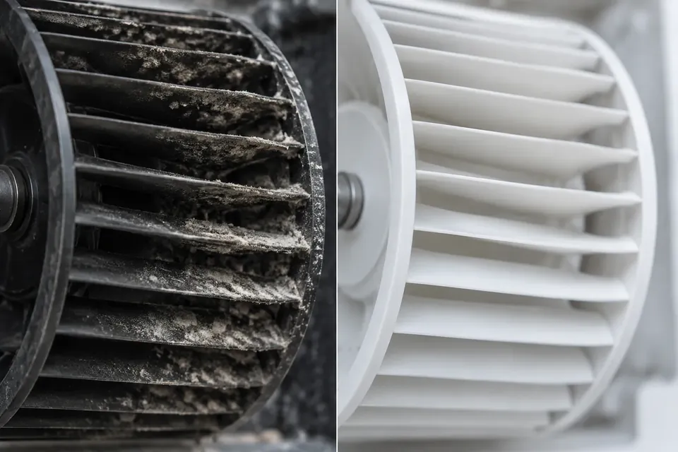 Turbina inainte si dupa curatare